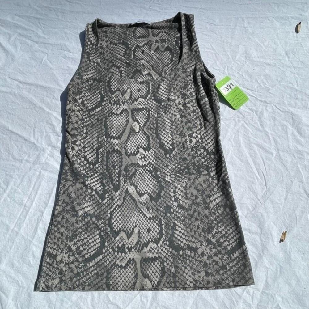 Zara Tank Top Womens Small Gray‎ Snakeskin Print Sleeveless Scoop Neck Basic - Picture 13 of 13